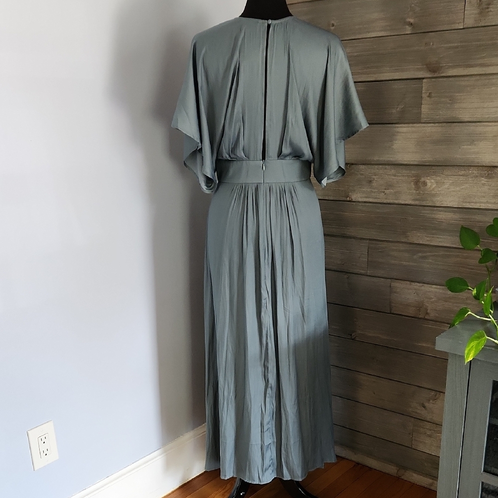 Chic Grecian Goddess Maxi Dress Kimono Sleeves | Dusty Teal | Grade & Gather M - Picture 7 of 9